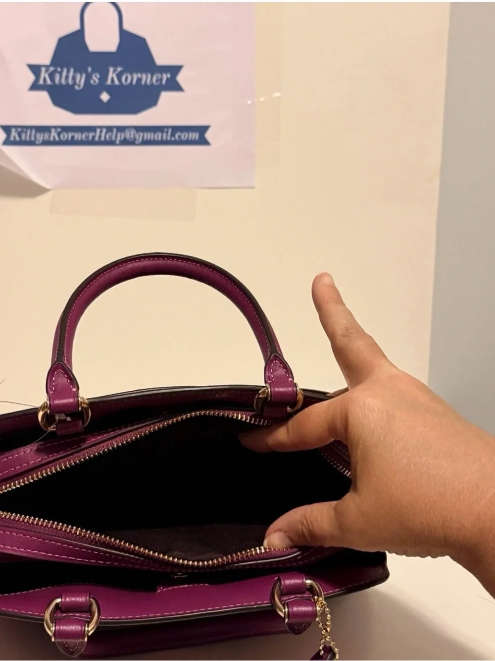 NWT Coach Mini Lillie Carryall in Dark Magenta Multi Jumbo Floral Print.